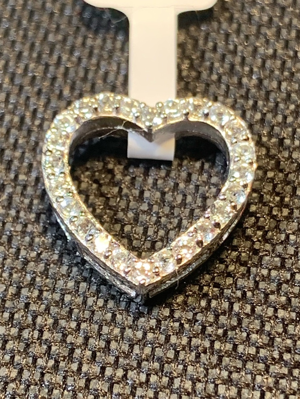 Sterling Silver Heart Pendant with Clear Stones - Blue Topaz Tag